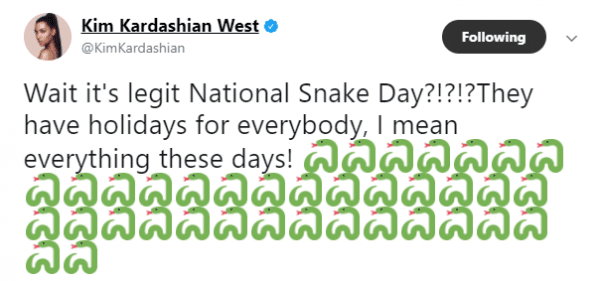 kim kardashian taylor snake tweet